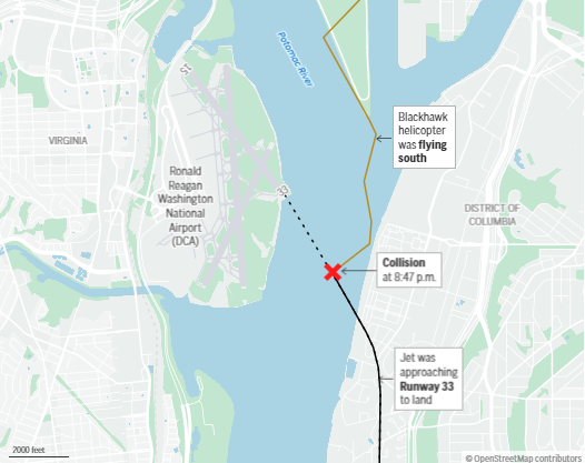 Map Shows Course of Crash Near DC